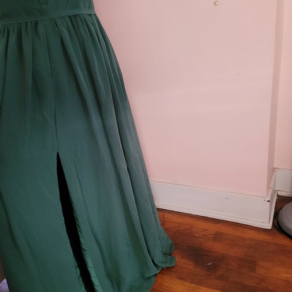 Azazie Bridesmaid Dress A-Line Pleated Eucalyptus Green Size L - Picture 11 of 12